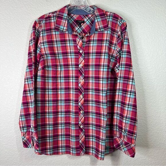 Talbots Women's Pink Plaid Long Sleeve Button Front Shirt Size‎ Large Petite - Picture 1 of 6